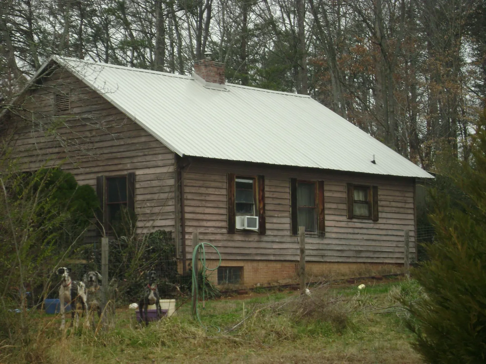 White metal roof on an old wood sided farmhouse, from a Asphalt Shingle Roof Repair job in Spring Mills